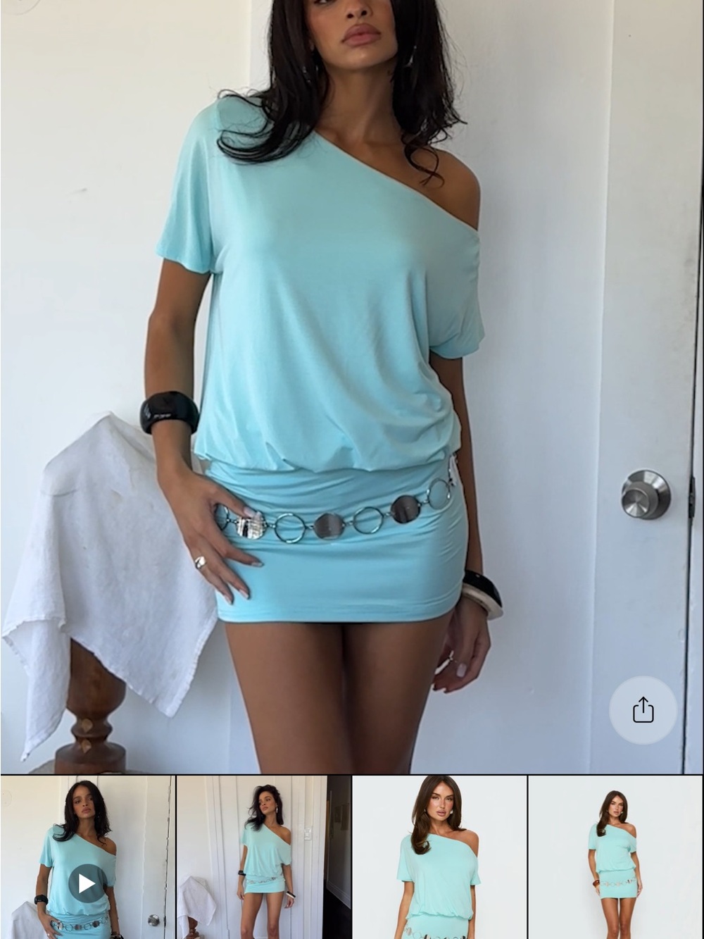Princess Polly One-Shoulder Mini Dress in Aqua